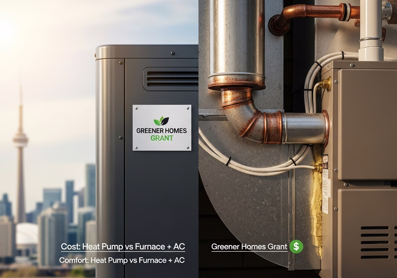 Heat Pump vs Furnace + AC — close-up of professional workmanship in a Toronto-area home
