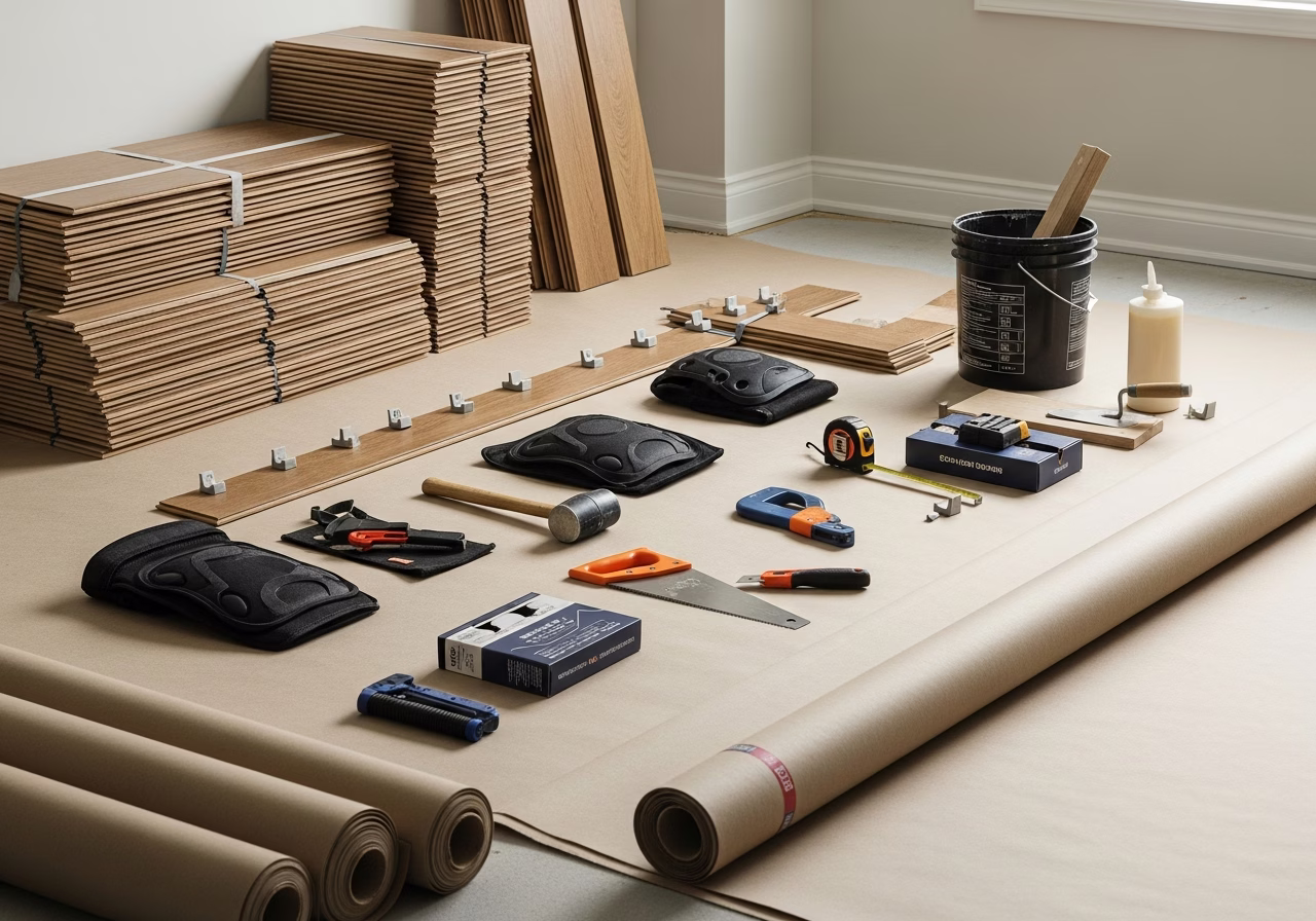 Heated Floor β tools and materials staged in a Greater Toronto Area home
