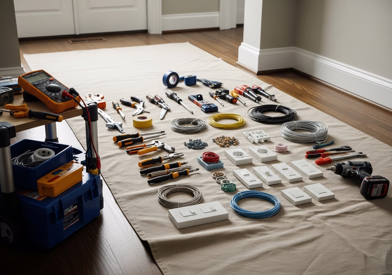 Home Battery ESA Permit and CEC Section 64 Compliance โ tools and materials staged in a Greater Toronto Area home