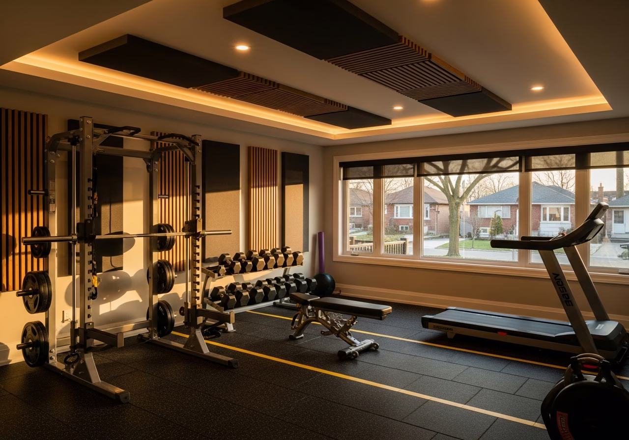 Home Gym Lighting and Acoustics β finished result in a Toronto or GTA home by RenoHouse