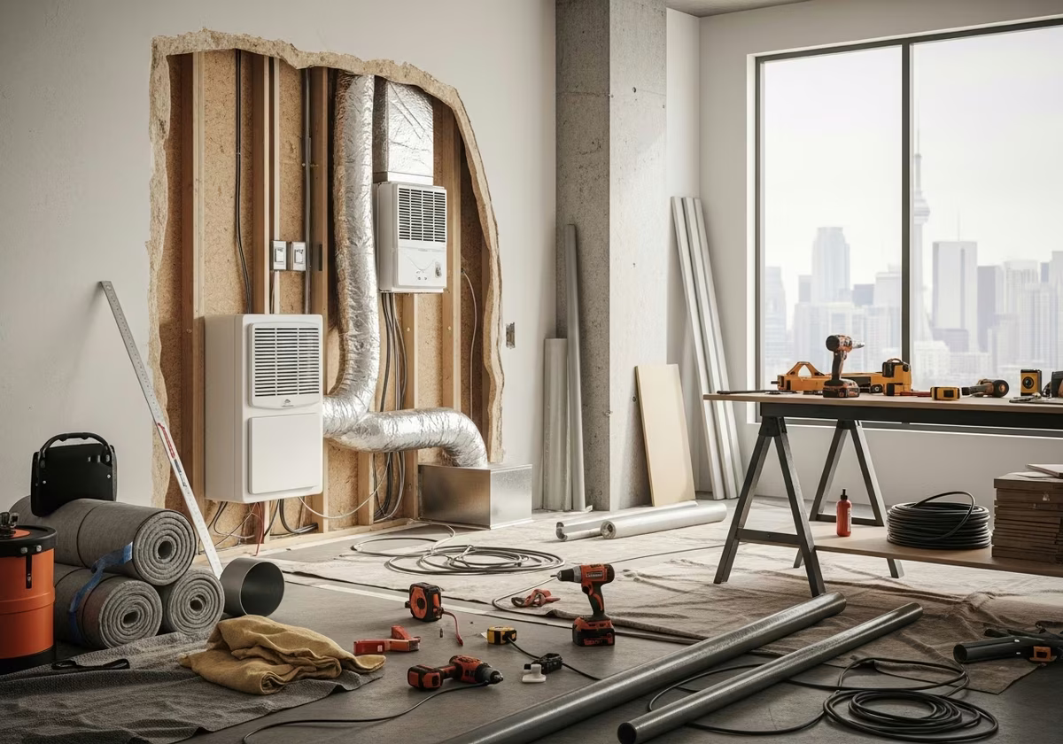 Home Gym Ventilation β tools and materials staged in a Greater Toronto Area home