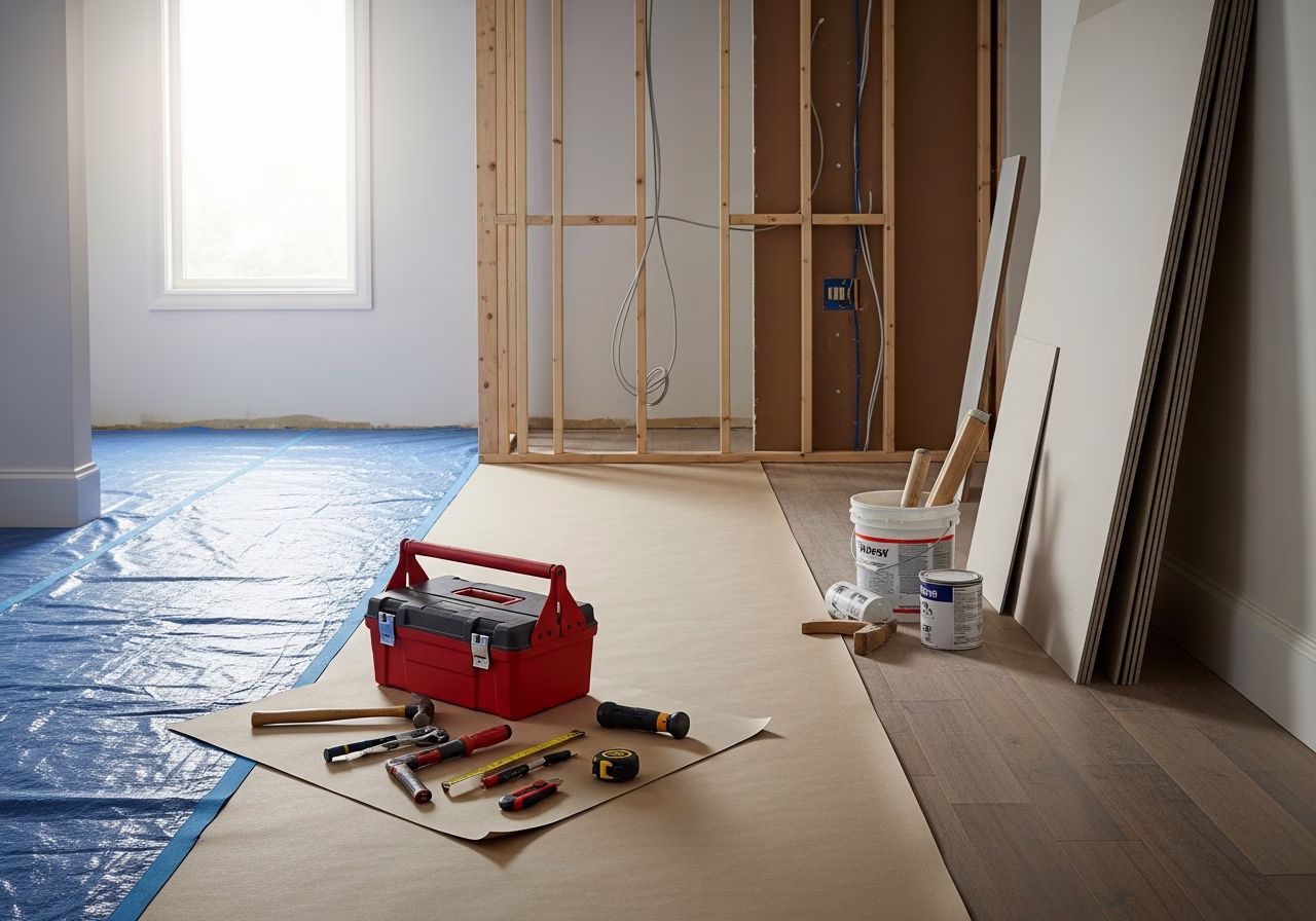 Home Insulation — tools and materials staged in a Greater Toronto Area home
