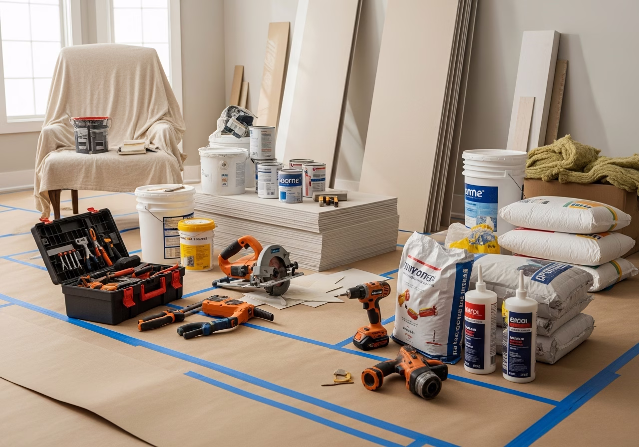 Home Renovation Caledon — tools and materials staged in a Greater Toronto Area home
