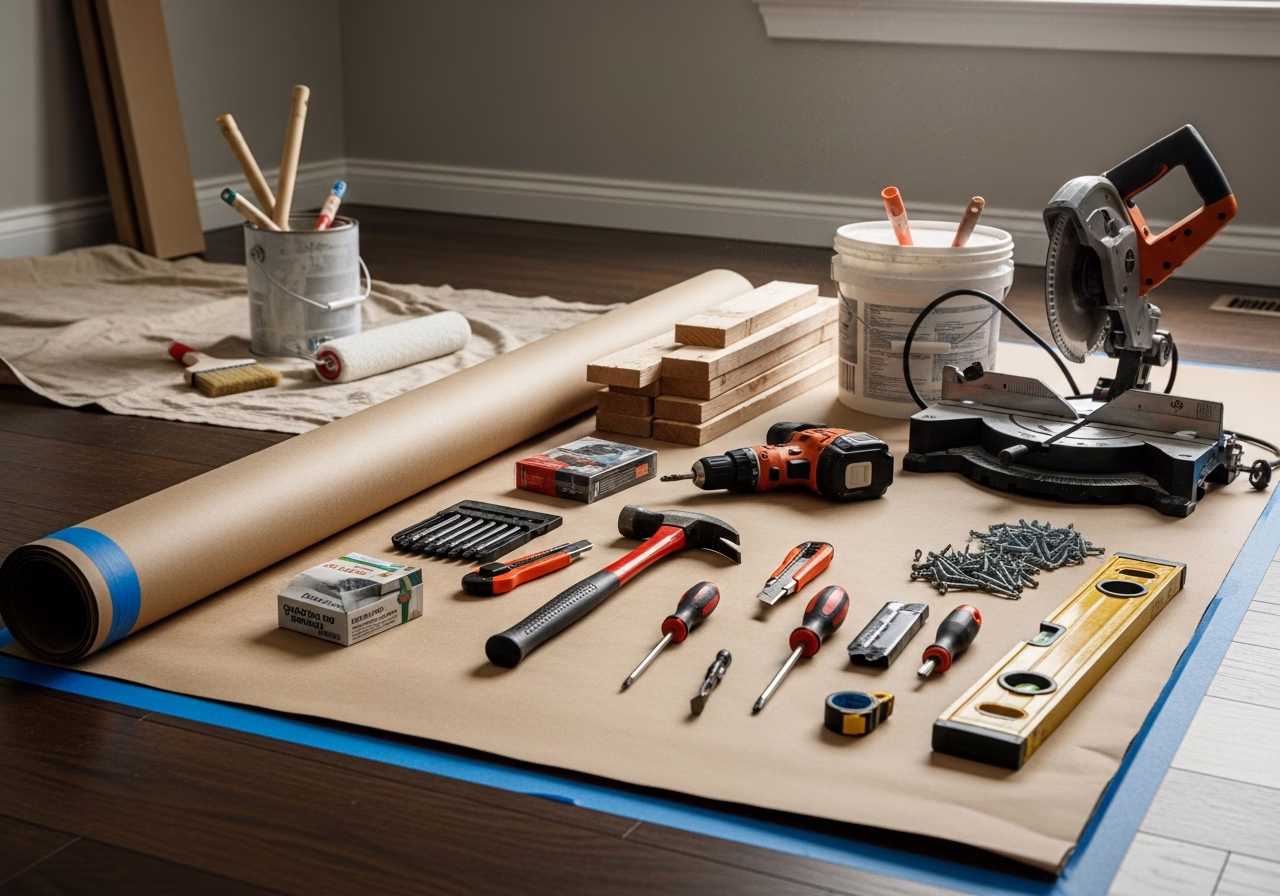 Home Theater Soundproofing โ tools and materials staged in a Greater Toronto Area home