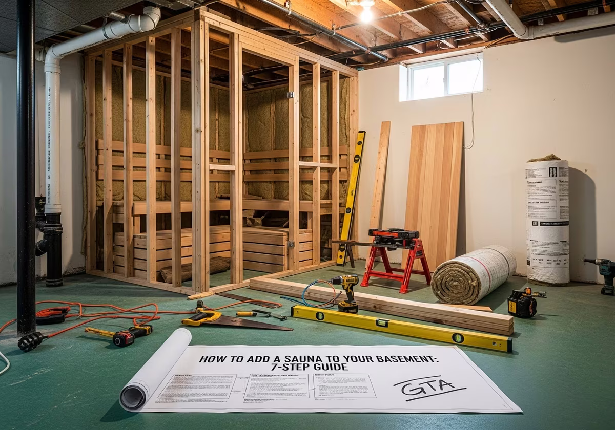 Adding a Sauna to Your Basement β tools and materials staged in a Greater Toronto Area home