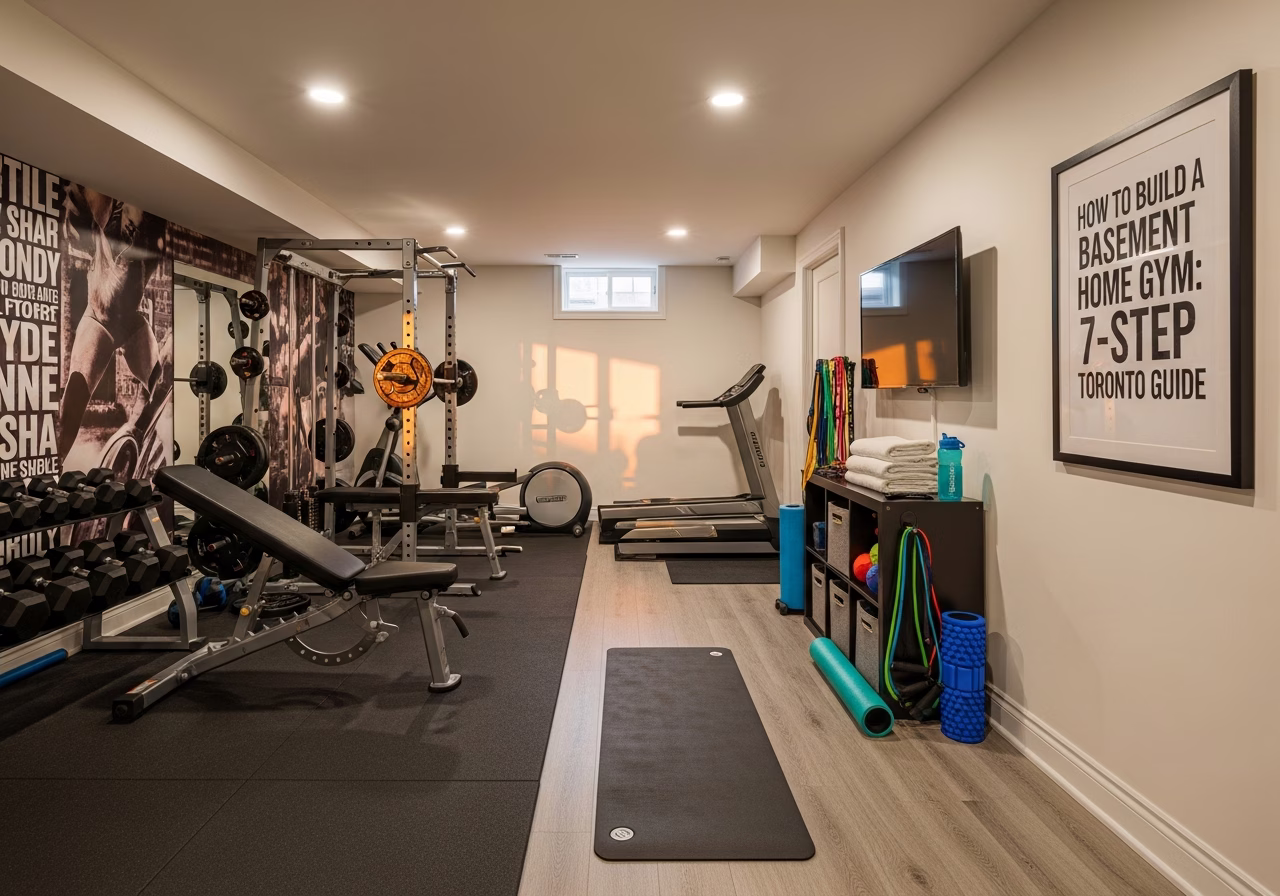 Building a Basement Home Gym — finished result in a Toronto or GTA home by RenoHouse