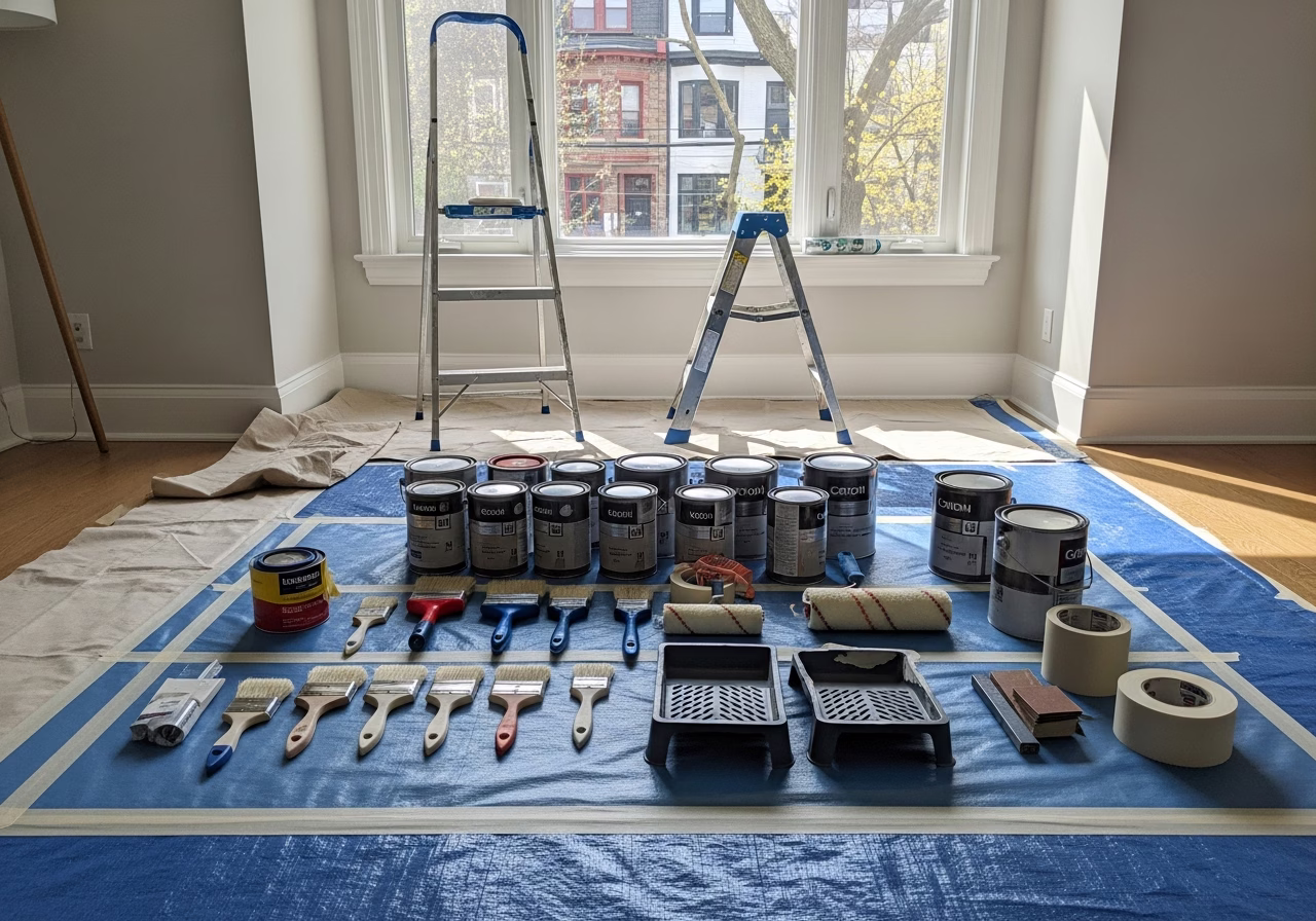 Choosing a Painter — tools and materials staged in a Greater Toronto Area home