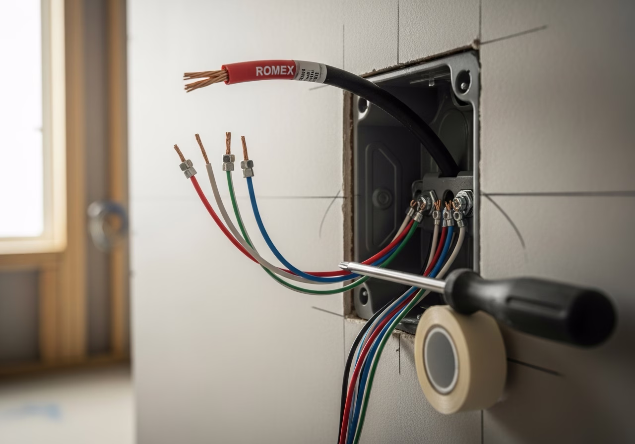 Concealing Wiring in Walls — close-up of professional workmanship in a Toronto-area home