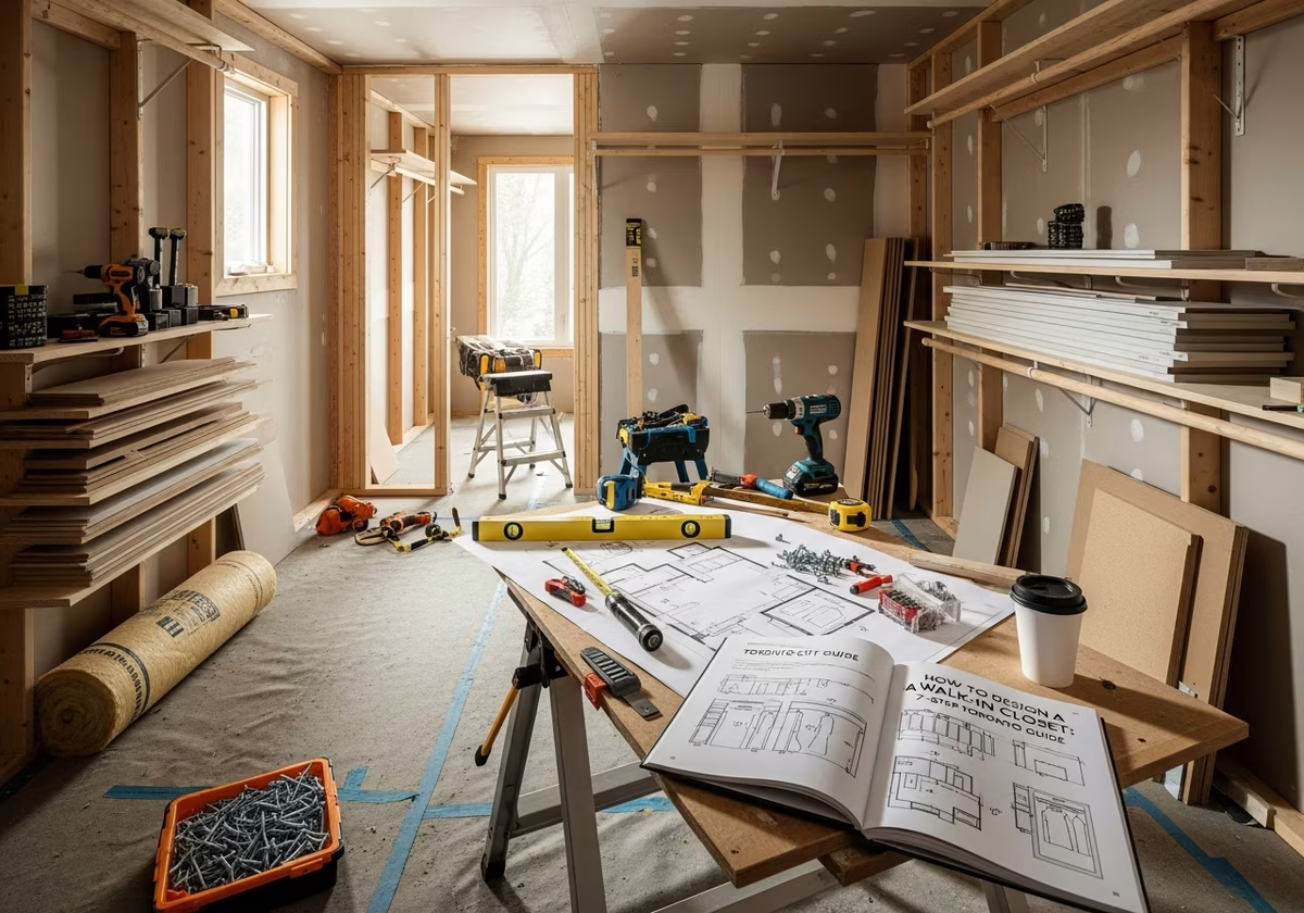 Designing a Walk-in Closet β tools and materials staged in a Greater Toronto Area home