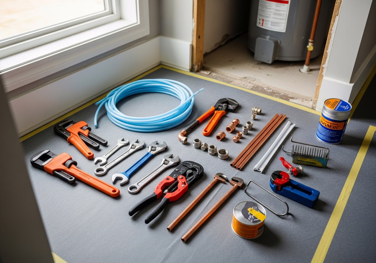 Finding a Reliable Plumber — tools and materials staged in a Greater Toronto Area home