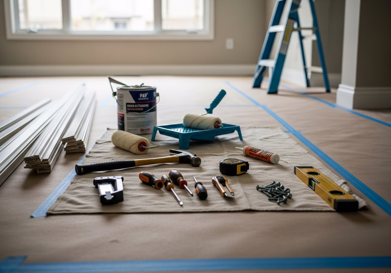 Hiring a Contractor โ tools and materials staged in a Greater Toronto Area home