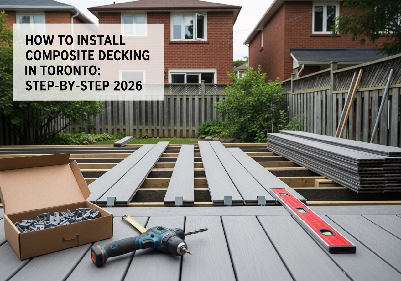Installing Composite Decking β tools and materials staged in a Greater Toronto Area home