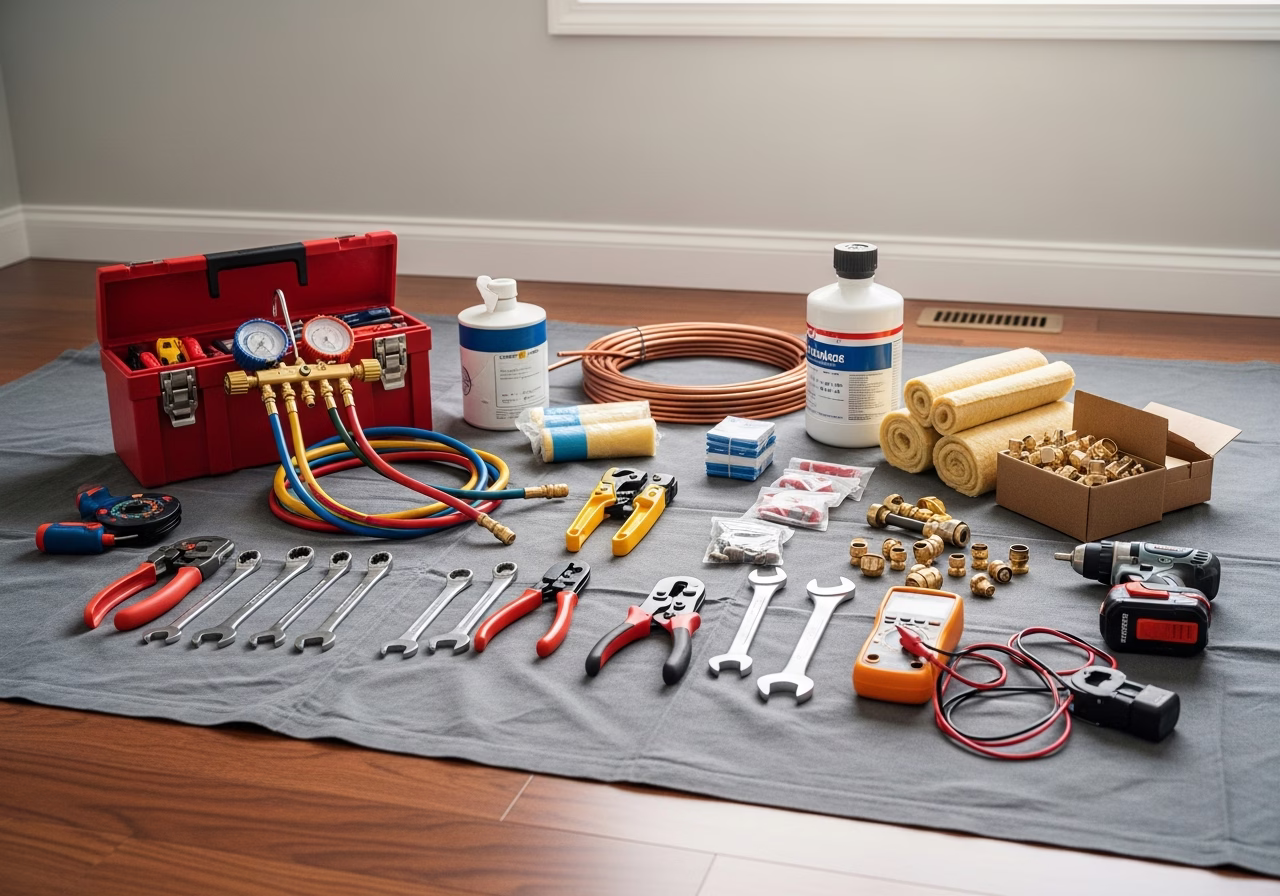 HRV Ductwork Design Toronto Renovation — tools and materials staged in a Greater Toronto Area home