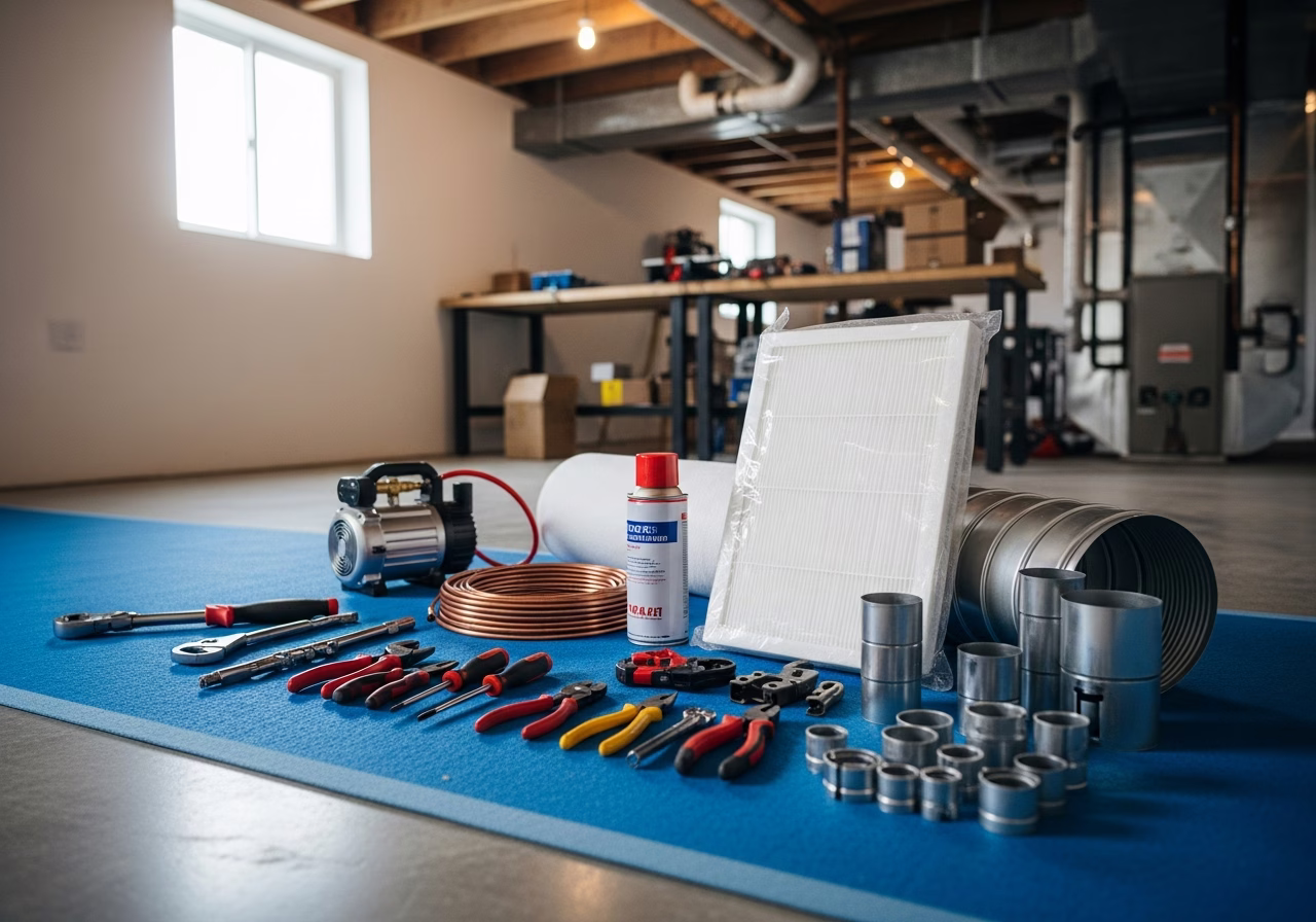 HRV Greener Homes Rebate โ tools and materials staged in a Greater Toronto Area home