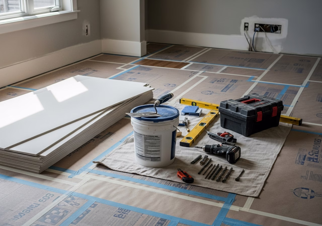 In-Law Suite โ tools and materials staged in a Greater Toronto Area home