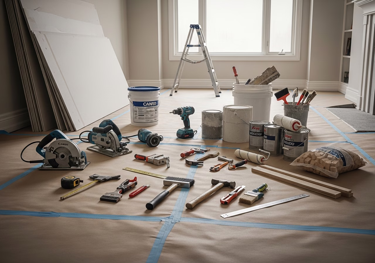 In-Law Suite Financing — tools and materials staged in a Greater Toronto Area home