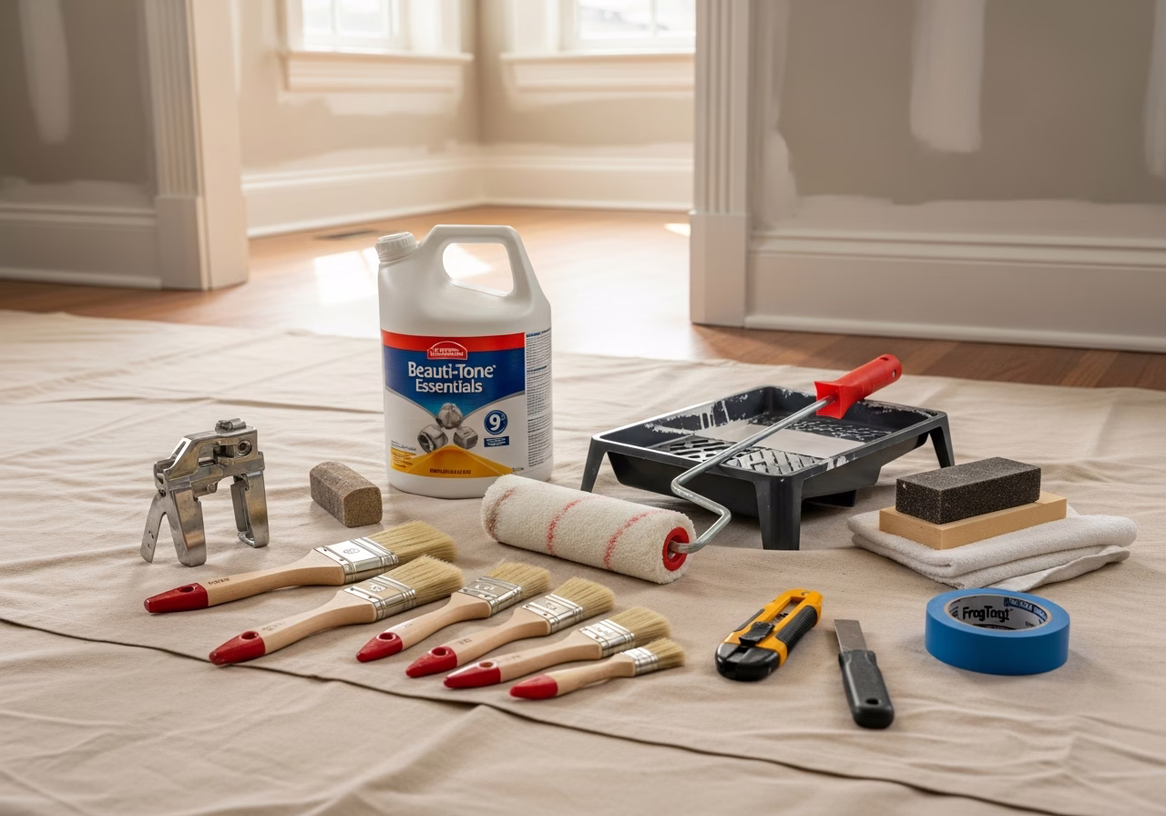 Interior Painting — tools and materials staged in a Greater Toronto Area home