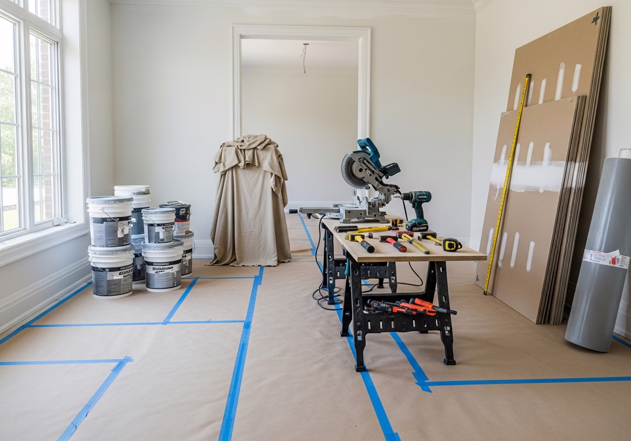 Interior Renovations — tools and materials staged in a Greater Toronto Area home