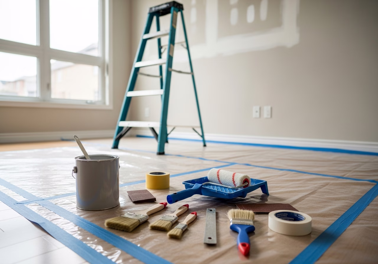 Kitchen Cabinet Refacing vs Replacing — tools and materials staged in a Greater Toronto Area home