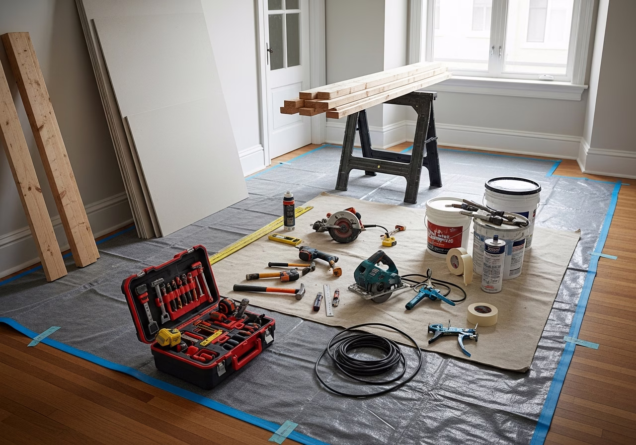 Kitchen Fire Restoration — tools and materials staged in a Greater Toronto Area home