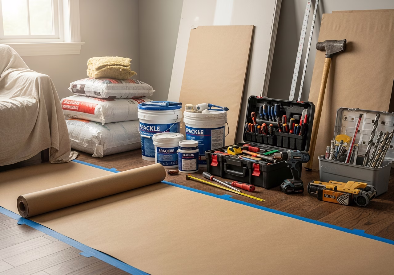 Kitchen Pre-Sale Cosmetic Renovation — tools and materials staged in a Greater Toronto Area home