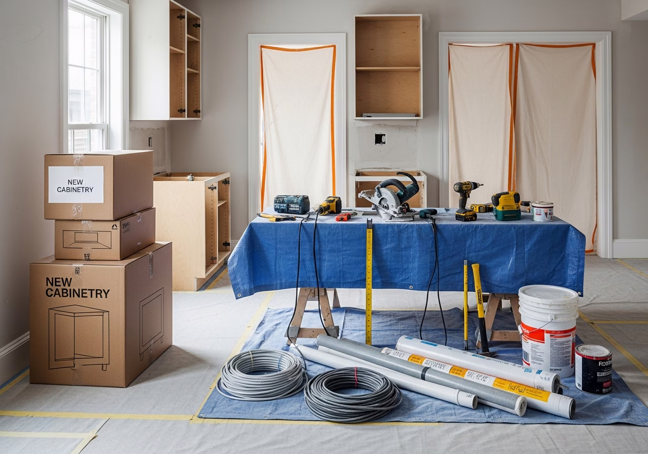 Kitchen Renovation Contractor Georgetown — tools and materials staged in a Greater Toronto Area home