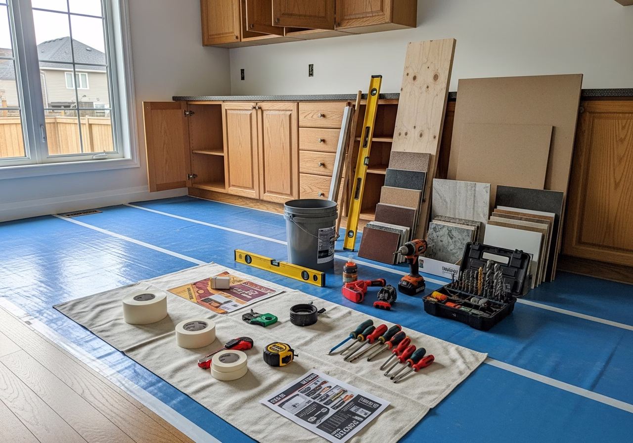 Kitchen Renovation โ tools and materials staged in a Greater Toronto Area home