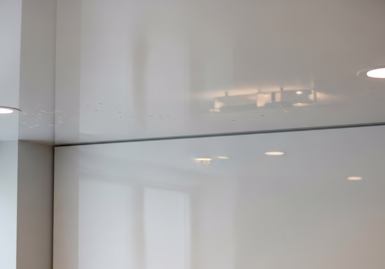 Kitchen Stretch Ceiling — close-up of professional workmanship in a Toronto-area home