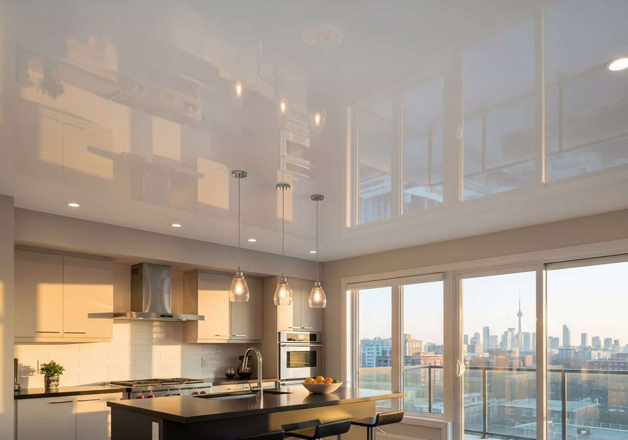 Kitchen Stretch Ceiling — finished result in a Toronto or GTA home by RenoHouse