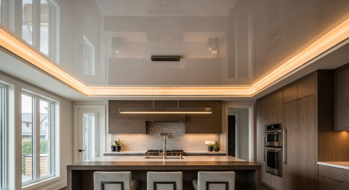 Kitchen Stretch Ceiling in Toronto: Grease-Resistant, Cleanable, and Why Glossy is Wrong