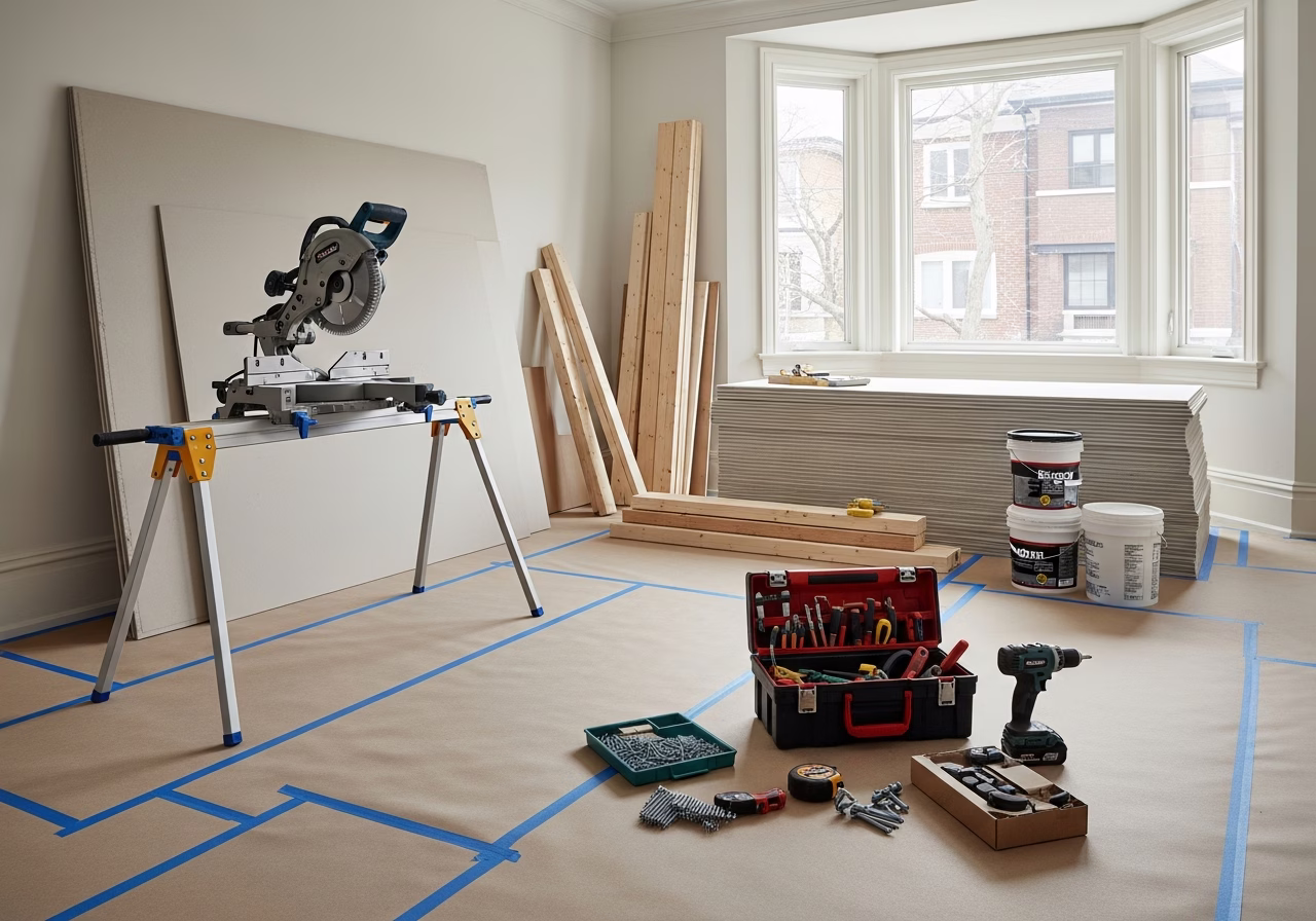 Kitchen vs Bathroom Renovation ROI — tools and materials staged in a Greater Toronto Area home
