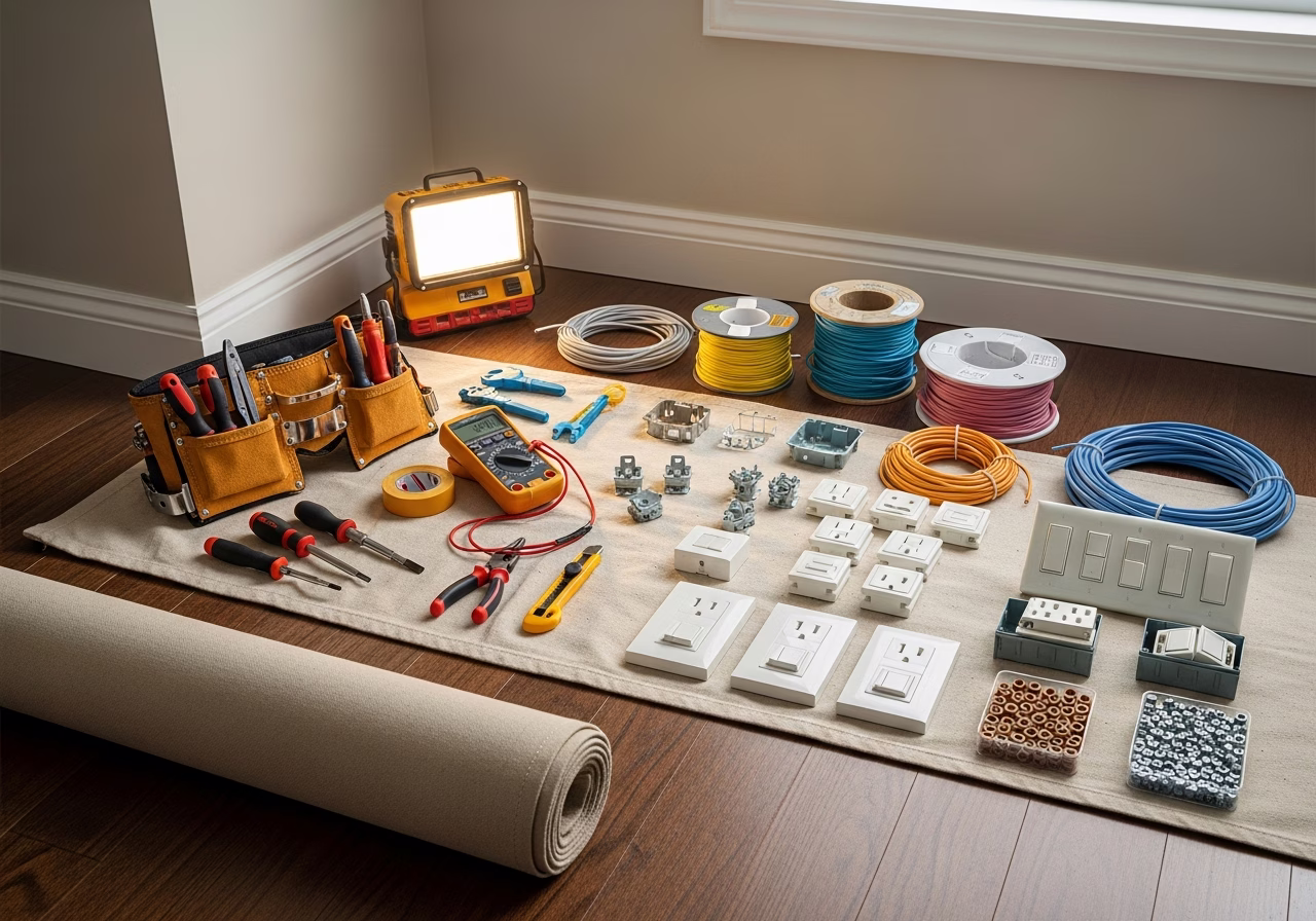 Knob and Tube vs Modern Wiring β tools and materials staged in a Greater Toronto Area home
