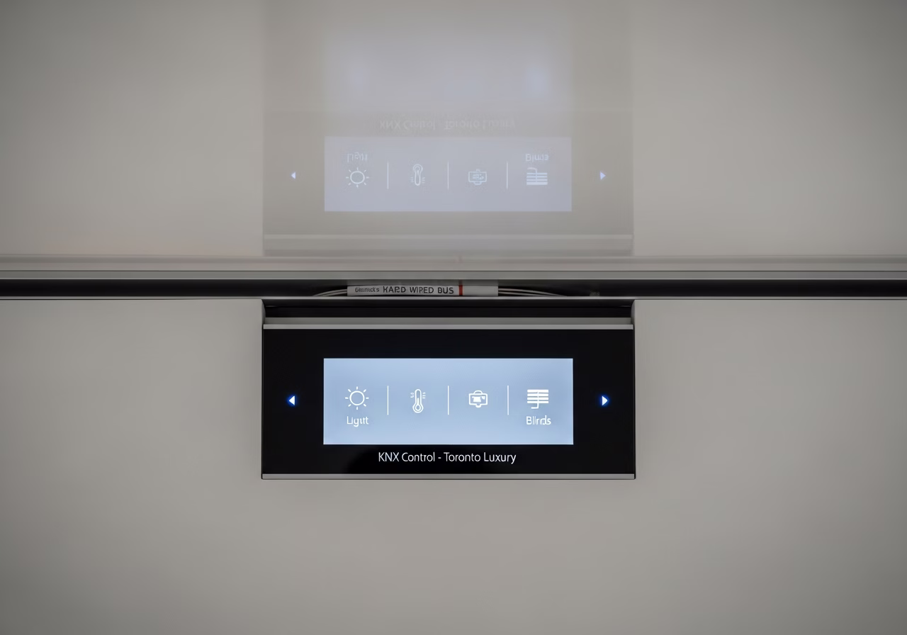 KNX Smart Home Stretch Ceiling for Toronto Luxury — close-up of professional workmanship in a Toronto-area home