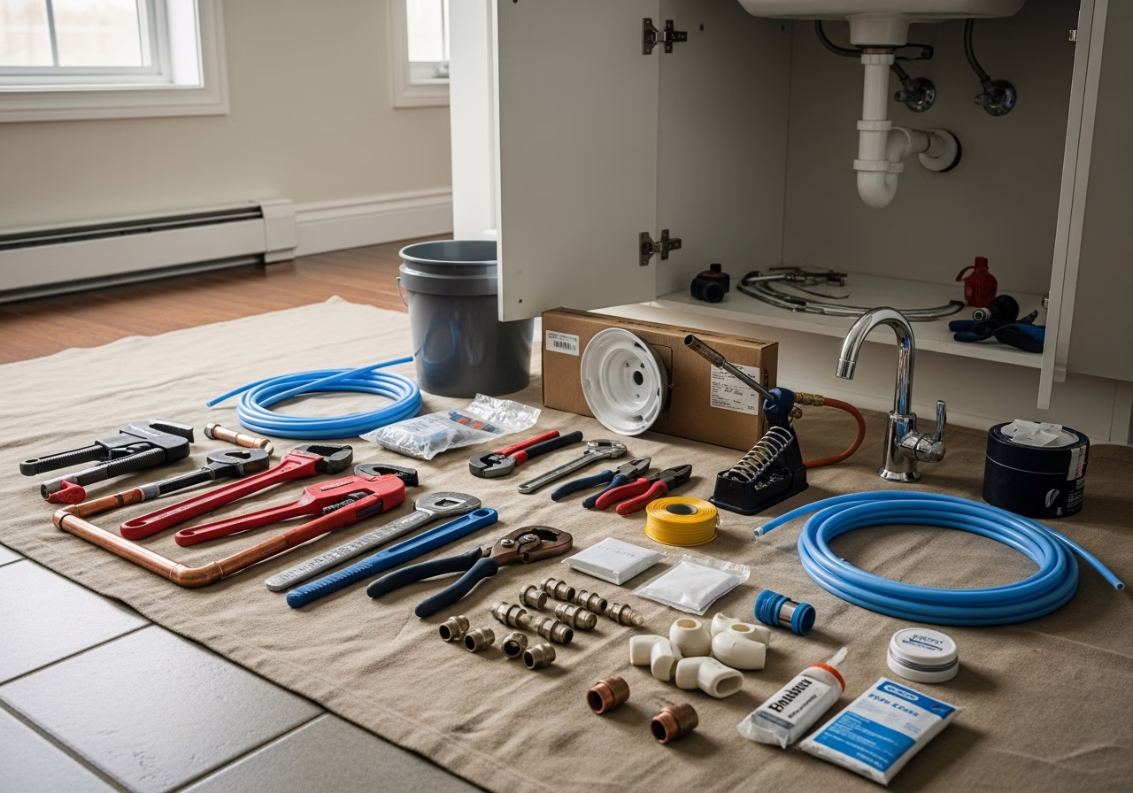 Lead Water Service in Toronto Neighbourhoods — tools and materials staged in a Greater Toronto Area home