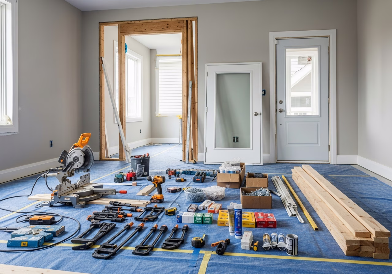 Leaking Windows Repair — tools and materials staged in a Greater Toronto Area home