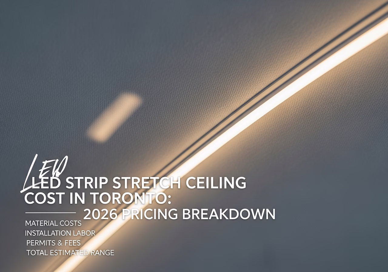 LED Strip Stretch Ceiling — close-up of professional workmanship in a Toronto-area home