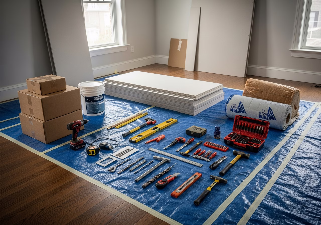 Load-Bearing Wall Removal ROI — tools and materials staged in a Greater Toronto Area home