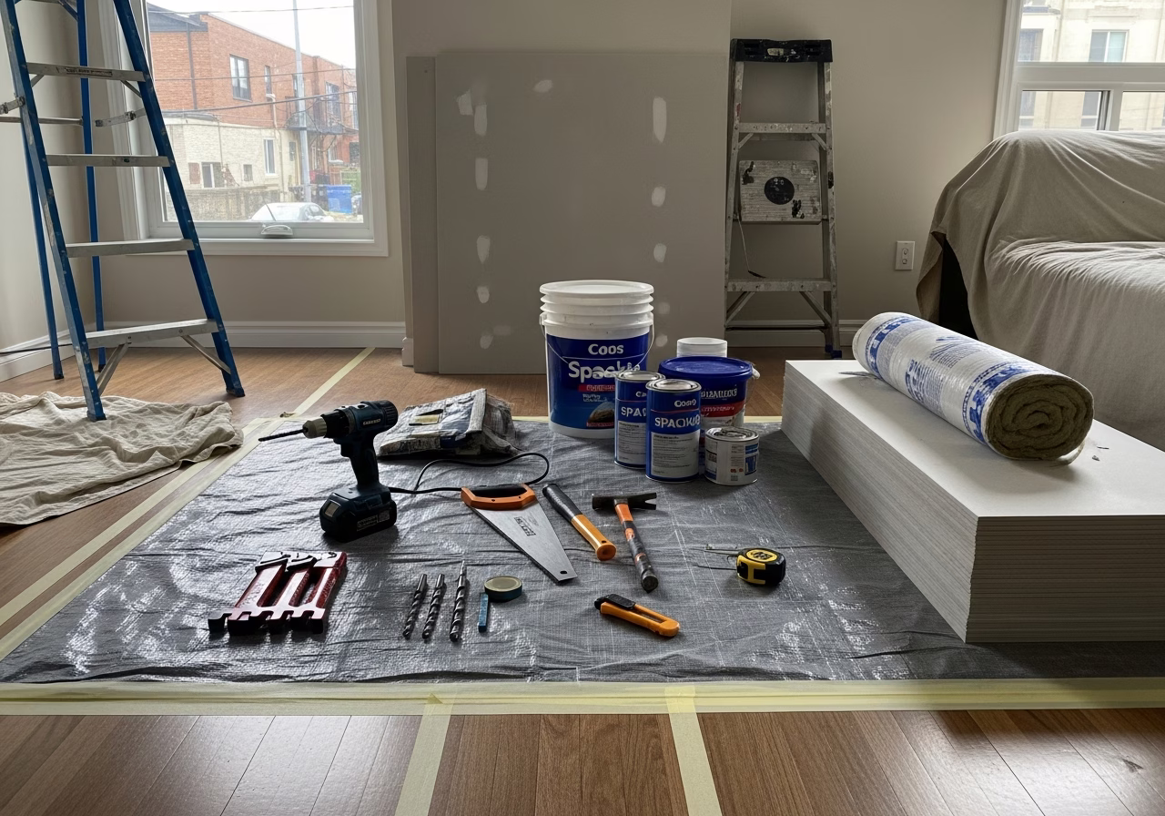 Top Load-Bearing Wall Removal Mistakes — tools and materials staged in a Greater Toronto Area home