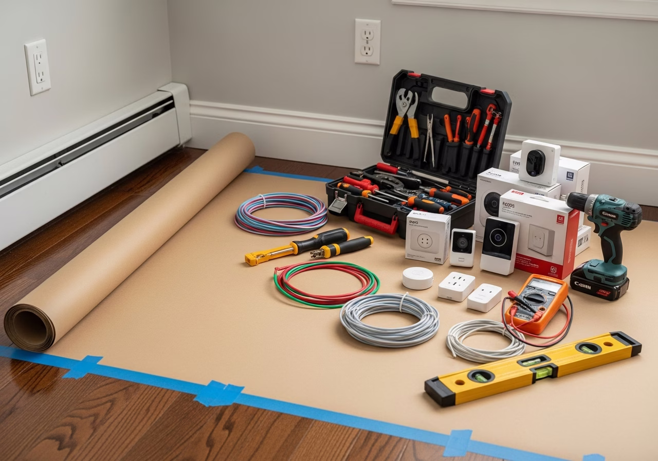 Lutron Caseta vs Leviton Decora Smart — tools and materials staged in a Greater Toronto Area home
