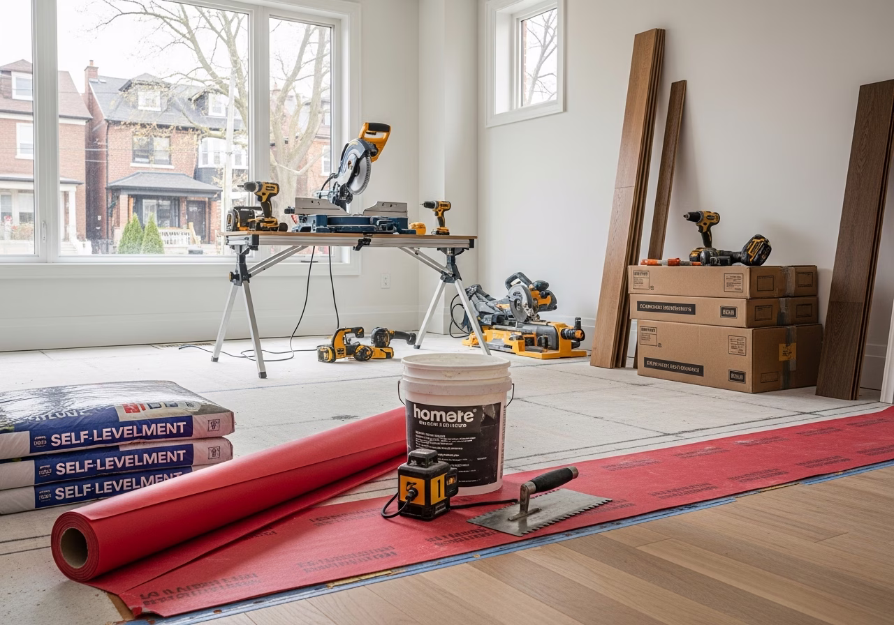 Main Floor Renovation — tools and materials staged in a Greater Toronto Area home