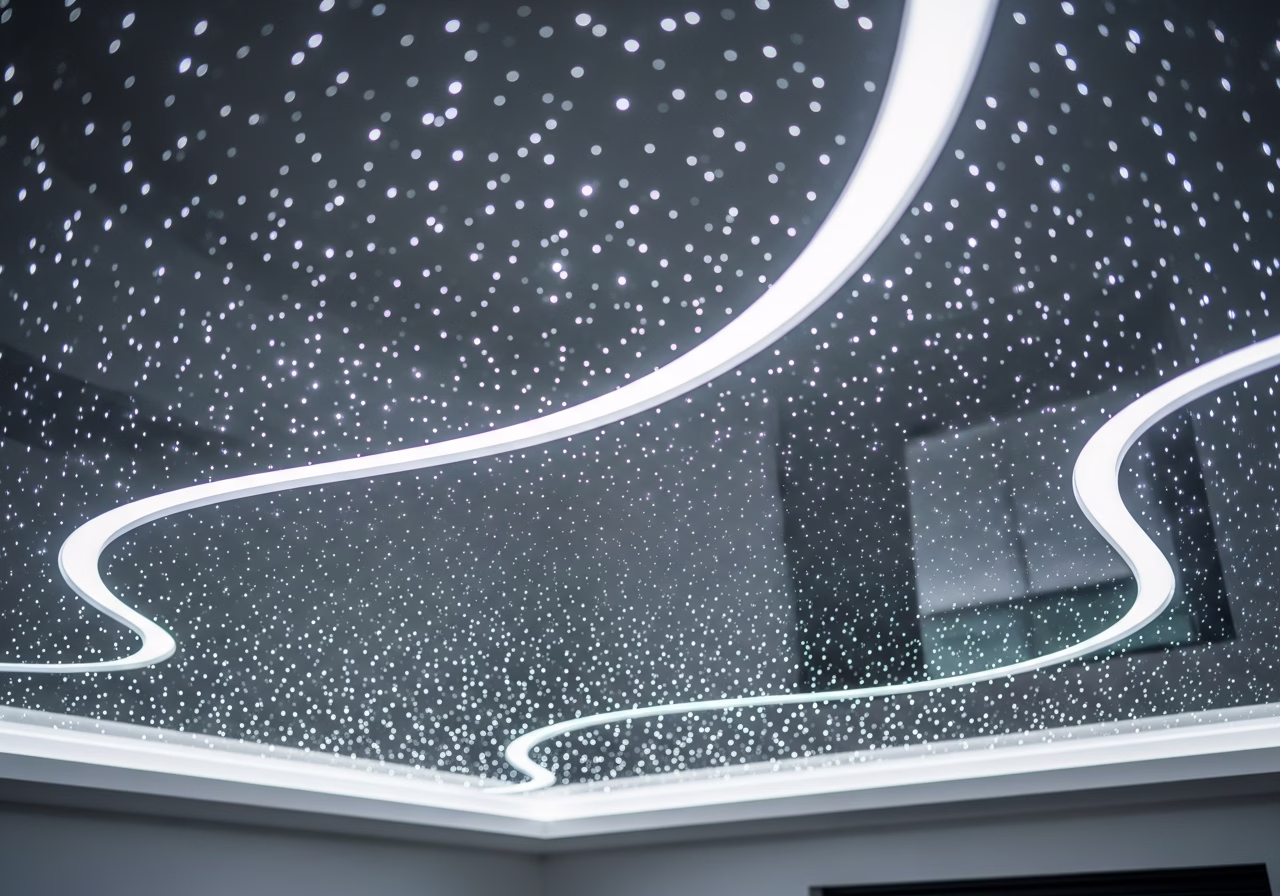 Master Bedroom Stretch Ceiling — close-up of professional workmanship in a Toronto-area home