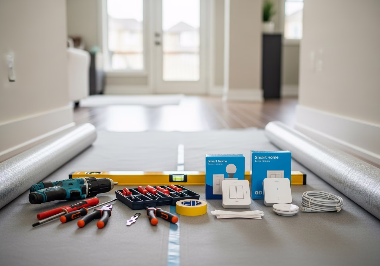 Matter vs Z-Wave vs Zigbee — tools and materials staged in a Greater Toronto Area home