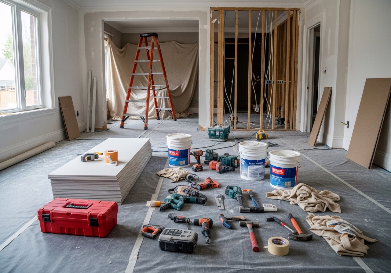 Microllam vs Parallam vs Anthrax — tools and materials staged in a Greater Toronto Area home