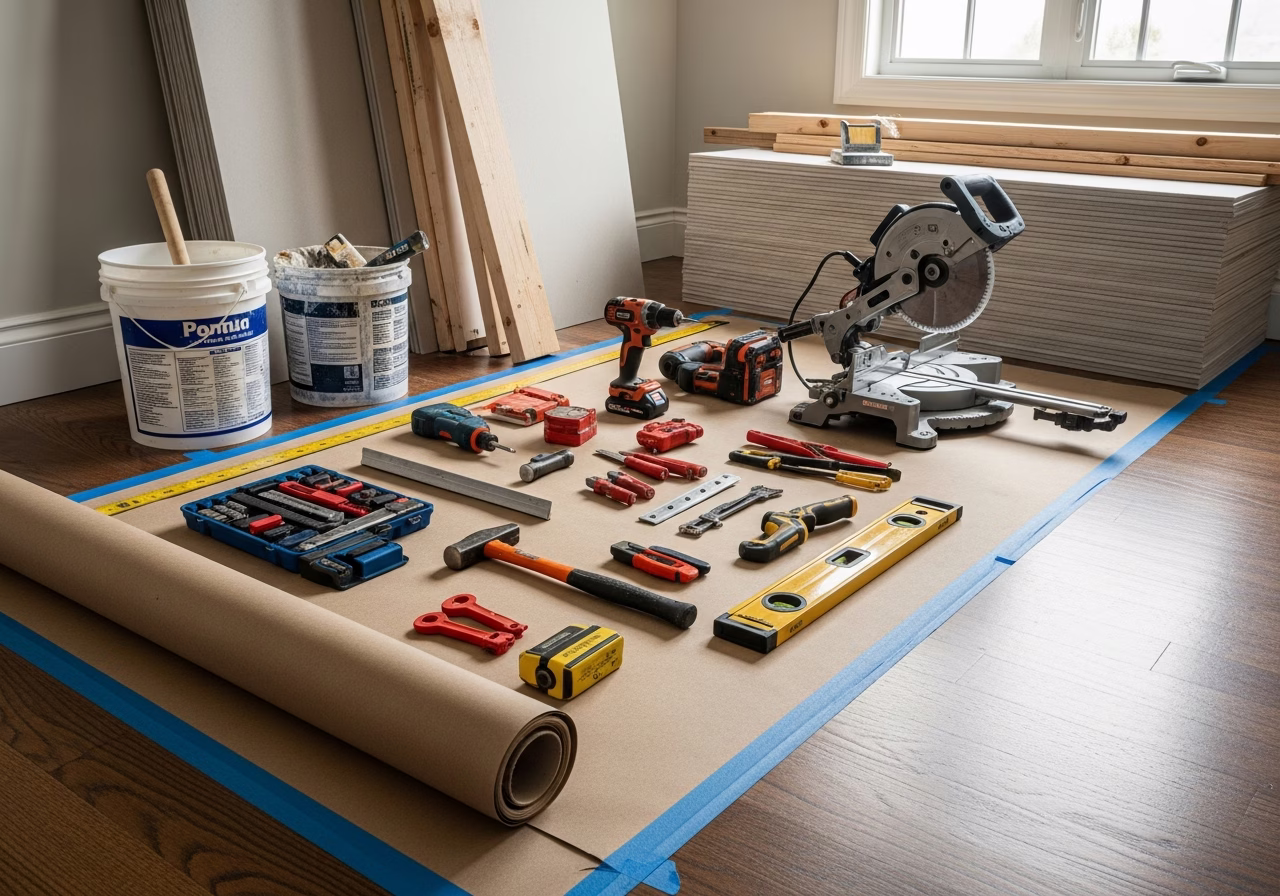 Mirror Window Film for Daytime Privacy — tools and materials staged in a Greater Toronto Area home