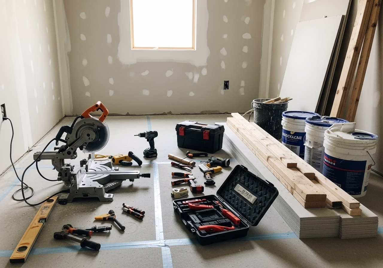 Mold Remediation After Water Damage — tools and materials staged in a Greater Toronto Area home