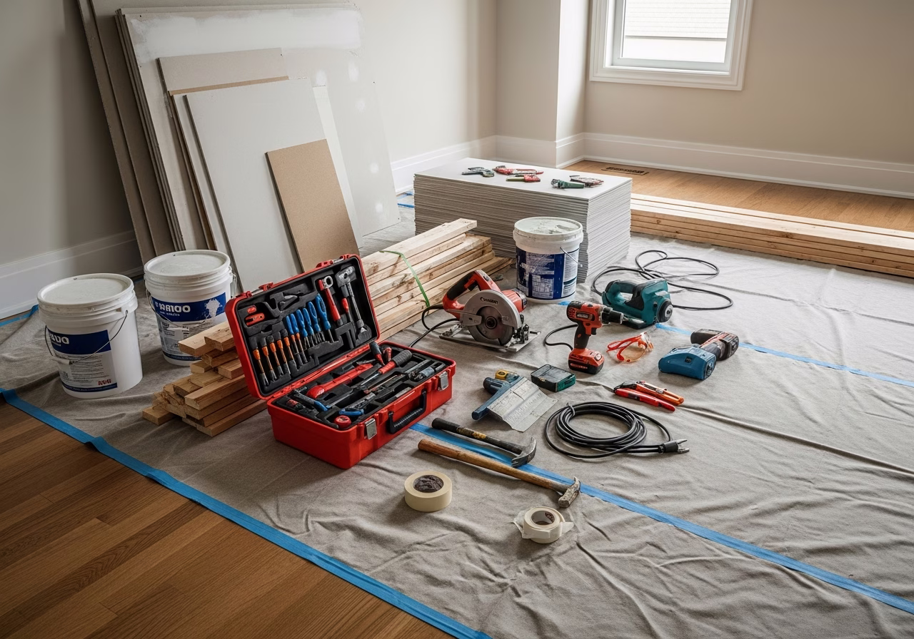 Mold Removal — tools and materials staged in a Greater Toronto Area home
