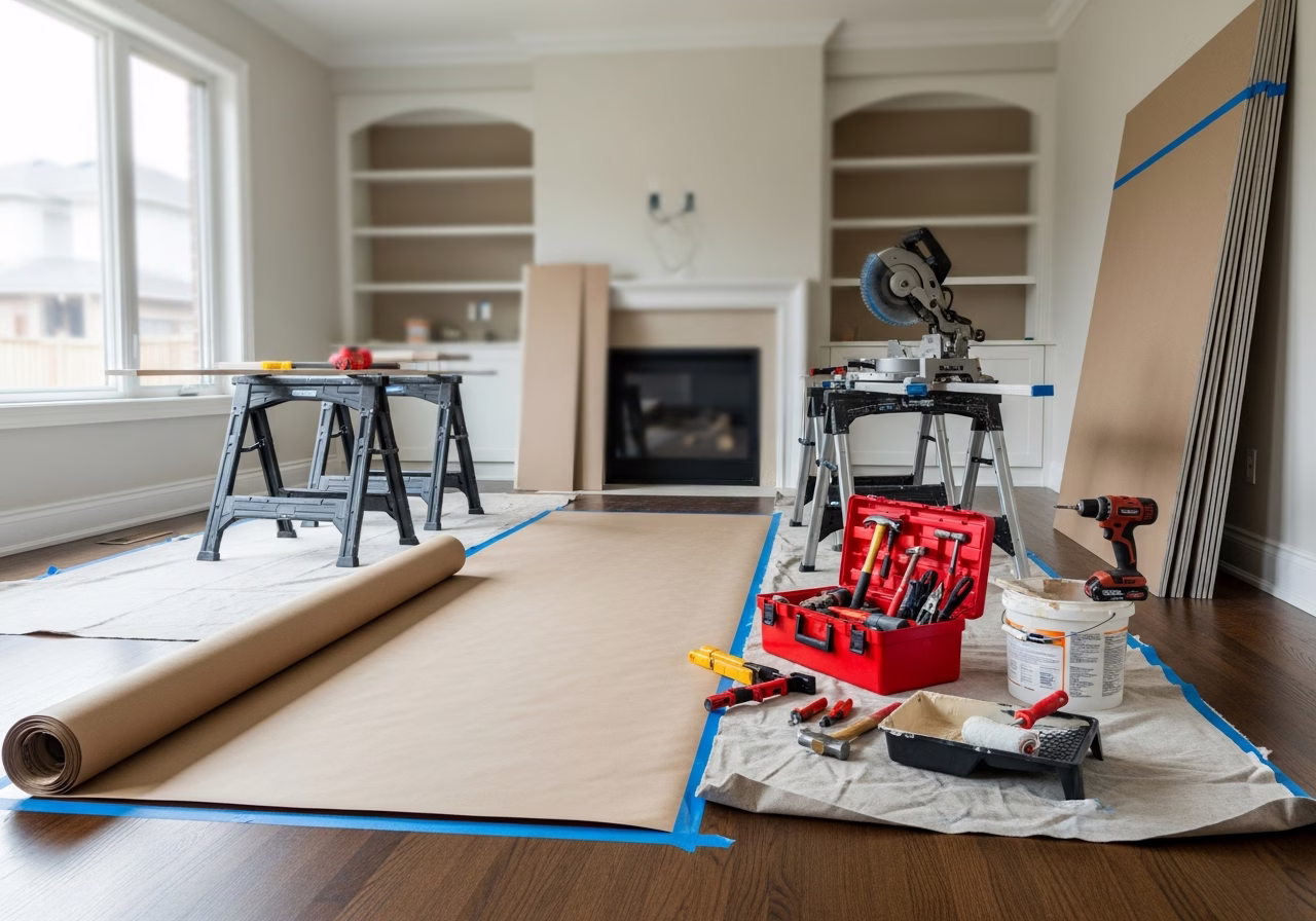 Mudroom Design Ideas — tools and materials staged in a Greater Toronto Area home
