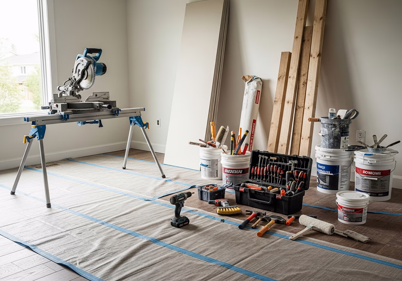 Mudroom Installation Mistakes โ tools and materials staged in a Greater Toronto Area home