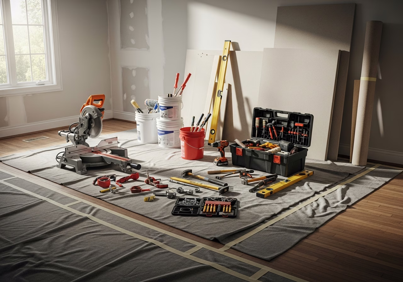 Multigenerational In-Law Suite — tools and materials staged in a Greater Toronto Area home