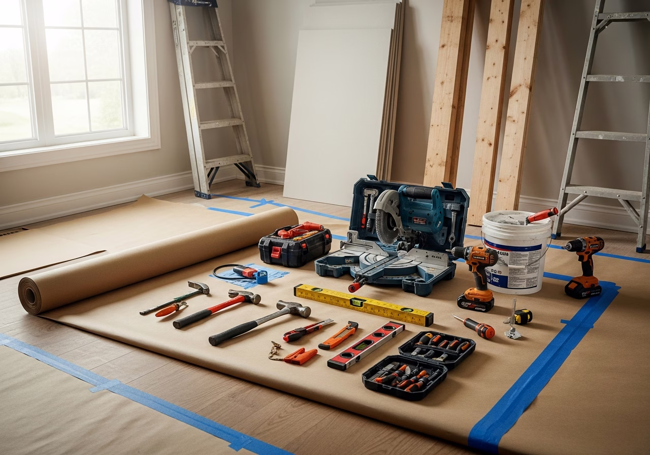 Murphy Bed — tools and materials staged in a Greater Toronto Area home
